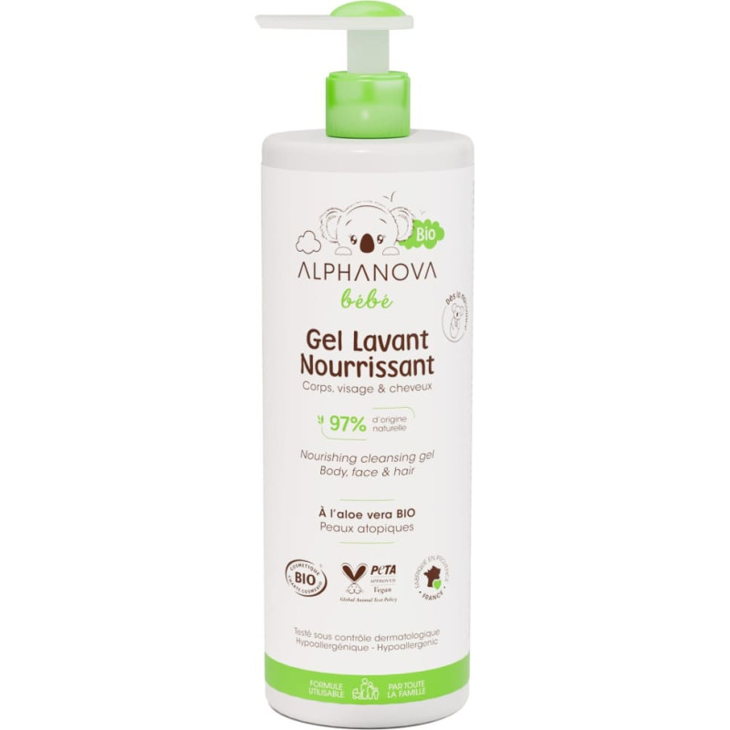 Alphanova BEBE fragrance-free moisturizing body wash for dry and atopic skin, 400 ml