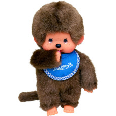 Monchhichi Klasikinė beždžionėlė su mėlynu seilinuku, 20 cm
