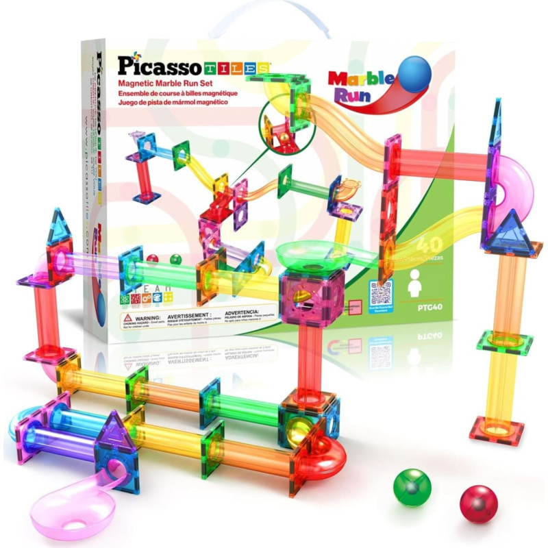 Picasso Tiles Magnētiskais konstruktors Marble Run 40 gab., PTG40
