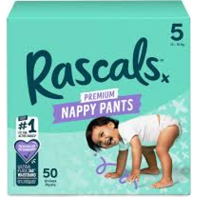 Rascal And Friends RASCALS autiņbiksītes-biksītes, 5 izmērs, 13-18 kg., 50 gab.