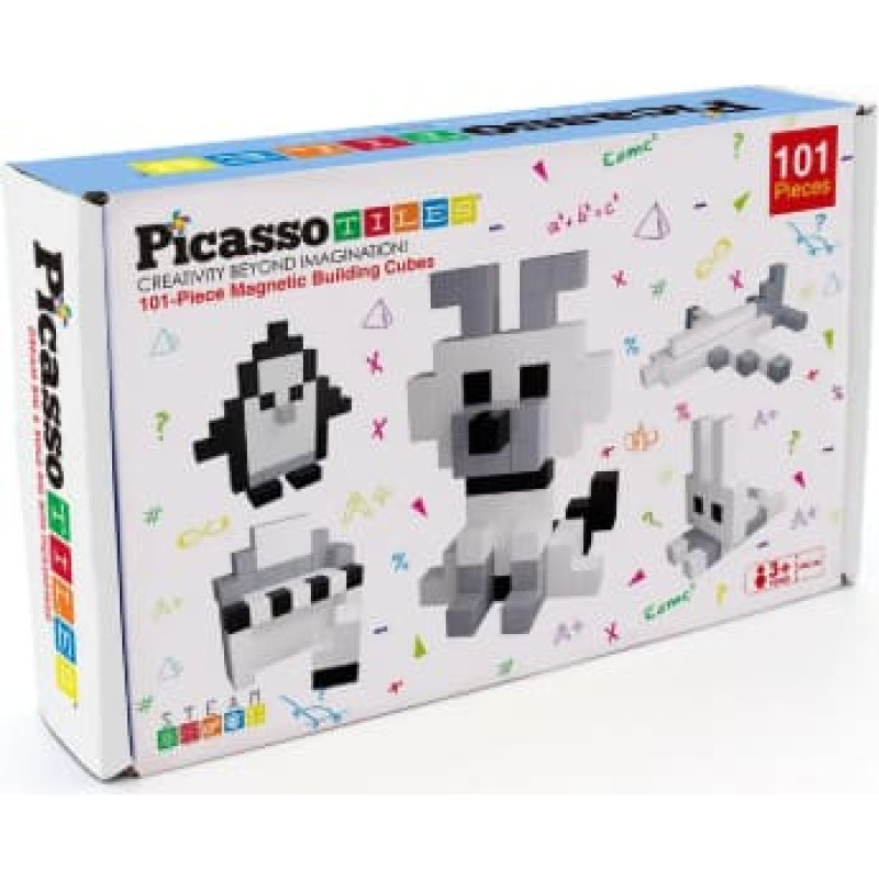 Picasso Tiles Magnētiskais konstruktors magnētiskais kubu puzlis 101 detaļa, PMC101