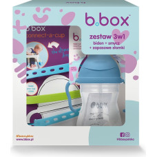 B.box 63006 Zestaw na start 3w1-bidon ze słomką 240ml bor&oacute;wkowy+smycz Ocean Breeze+zapasowe słomki