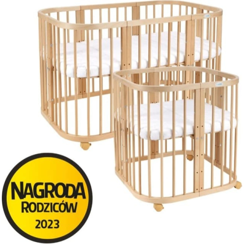 Waldin 7-ühes puidust ümberkujundatav beebivoodi madratsiga, Natural