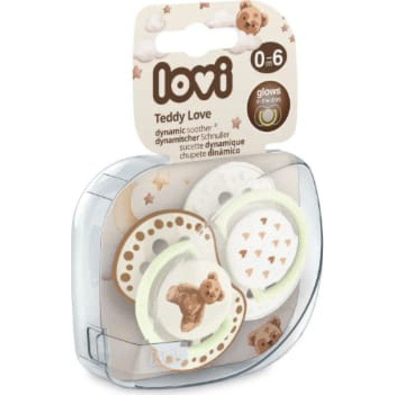 Lovi 22/935 Smoczek silikonowy dynamiczny 0-6m 2 szt Teddy Love