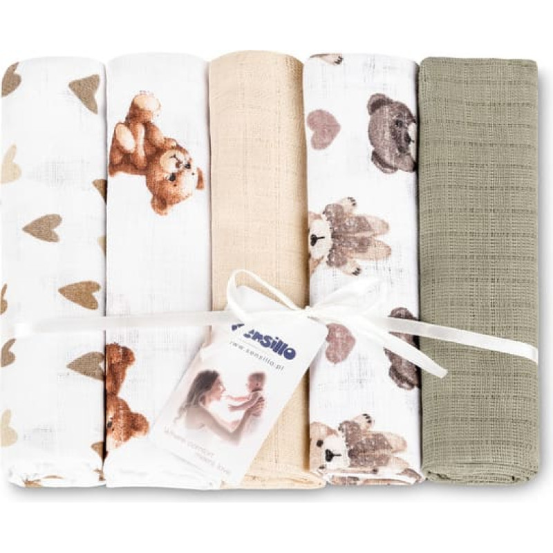 Sensillo TETRA DIAPER 70X80 5-PACK TEDDY BEIGE