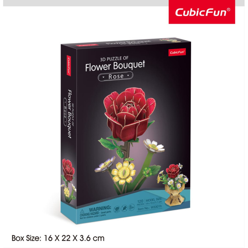 Cubic Fun CUBICFUN 3D dėlionė &bdquo;Puok&scaron;tė su rože&ldquo;
