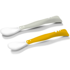 Babyono plastic spoons for babies 2 pcs. grey-yellow, 1066/05