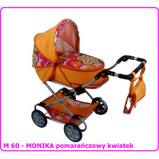 Minikid Wózek dla lalek głęboko-spacerowy MONIKA M60 pomarańczowy kwiatek