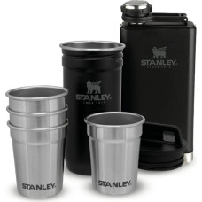 Stanley Dāvanu komplekts The Pre-Party Shot Glass + Flask Set, degvīna glāzītes 4gb 50mL un blašķe 0,23L matēts melns