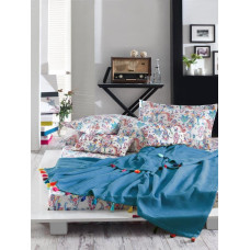 BEDDING SET STYLEUP 002 BLUE 160X200+2X70X80 100% COTTON.RANFORCE+ BLANKET 180X220 100% COTTON.