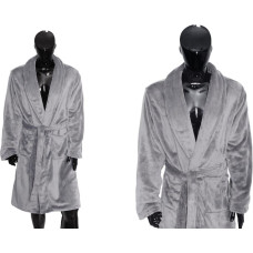 BATHROBE COMFORT QUEEN M SILVER 100% polyester, flannel fleece, 230gsm