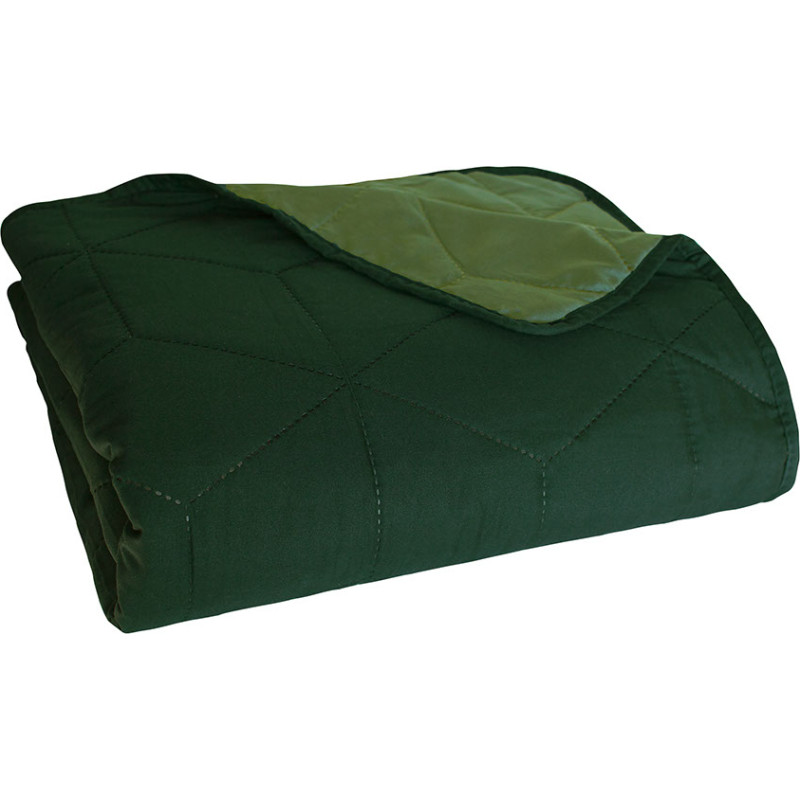 BEDSPREAD 220X240 SOLID COLOR REVERSIBLE BEDDO 004 GREEN-BOTTLE HEXAGON