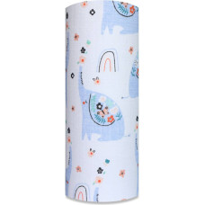 Ega Kids Diaper - 26360 - TETRA PRINT - EGA - ELEPHANT & FLOWERS - BLUE - size 70x80 cm