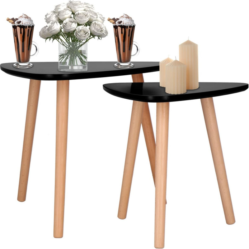 Springos Kohvilaudade komplekt Springos HF0014, kolmnurksed, 2 tk, skandinaavia stiil, mustad