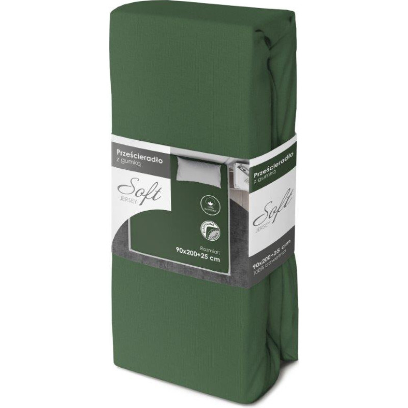 PRZEŚCIERADŁO SOFT 90X200+25 JERSEY GUMKA ZIELONY BAW.