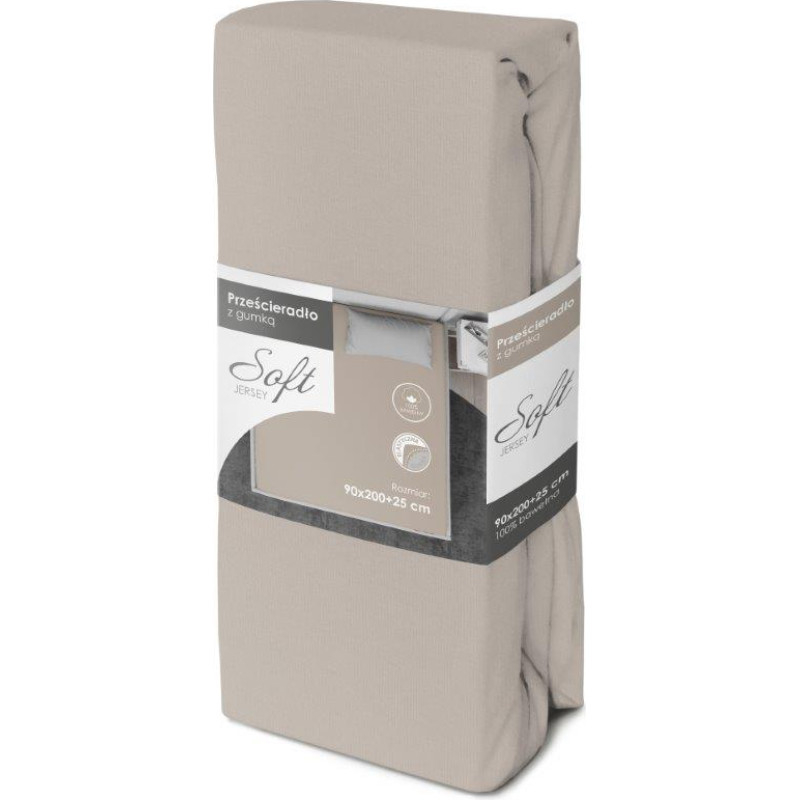 PRZEŚCIERADŁO SOFT 90X200+25 JERSEY GUMKA SZARY BAW.