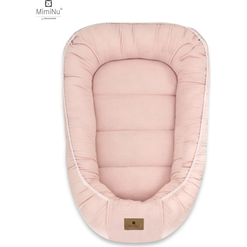 Miminu KIECZMERSKI Kokon niemowlęcy MUŚLIN BAWEŁNIANY pudrowy r&oacute;ż bawełna 100%