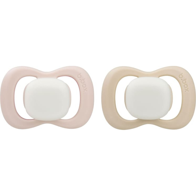 B.box BB300711 Smoczek silikonowy symetryczny 0-6m 2 szt glow in the dark r&oacute;ż/latte