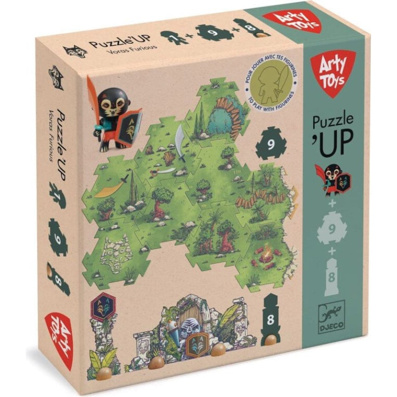 Djeco Arty Toys - Hiiglaslik pusle koos kujukesega - Metsik s&otilde;dalane Voras (18 tk.)