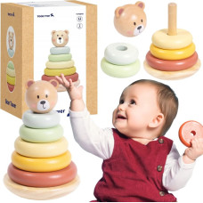 Tooky Toy puidust sensoorset tüüpi virnastaja – karu