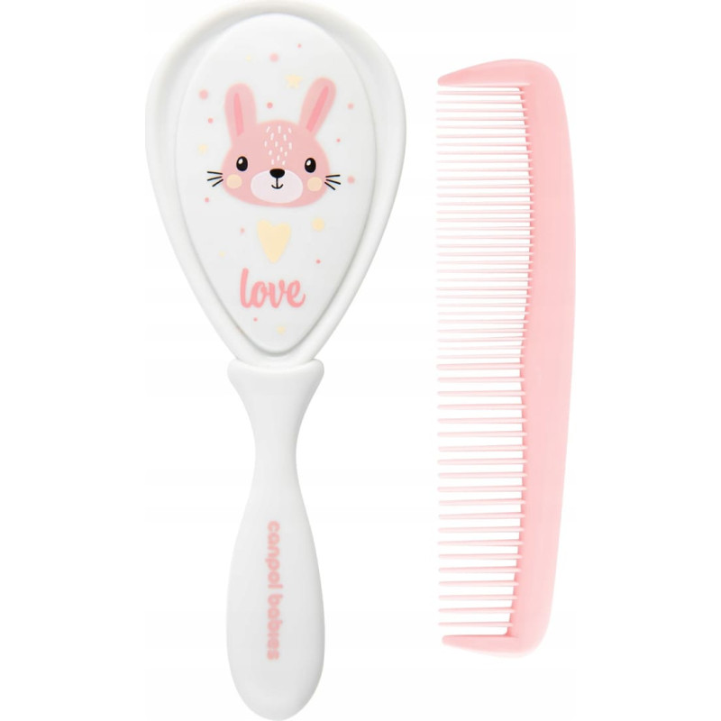 Canpol 2/419 Szczotka + grzebień do włos&oacute;w  twarda r&oacute;żowy