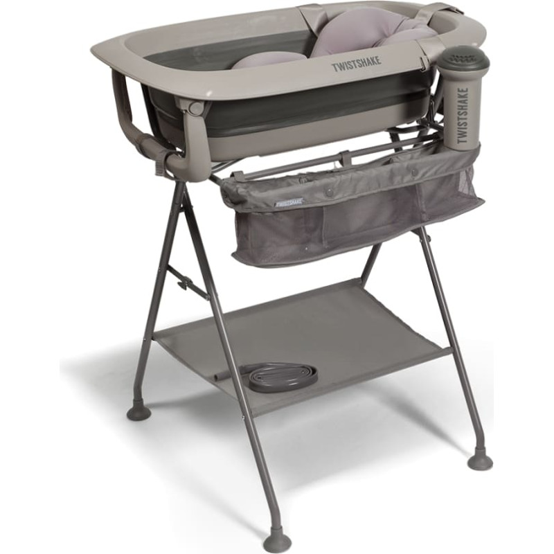 Twistshake Luxury vannikomplekt – kokkupandav beebivann alusega, tumehall – 79146