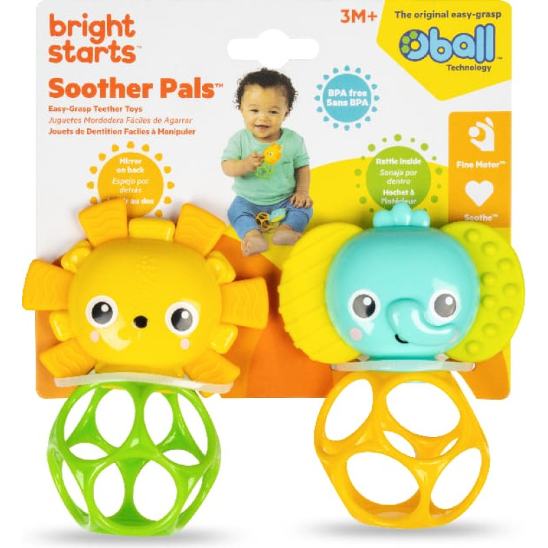 Oball 16762-6 Zestaw gryzak&oacute;w z grzechotką Smoother Pals lew i słoń 3m+