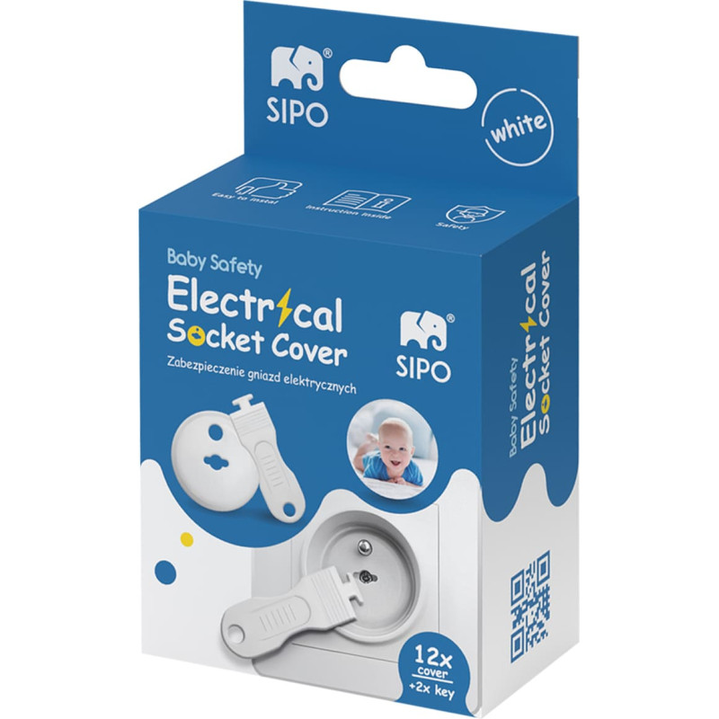 SIPO child safety electrical outlet cover set 12 pcs white SBS-C10
