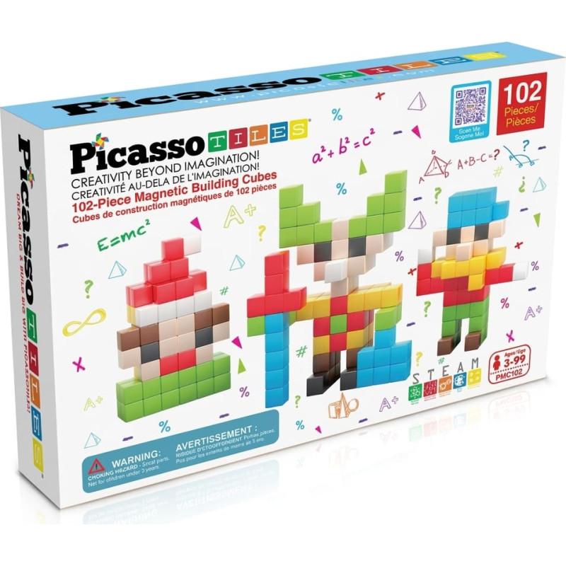 Picasso Tiles Magnētiskais konstruktors magnētiskie kubi 102 detaļas, PMC102