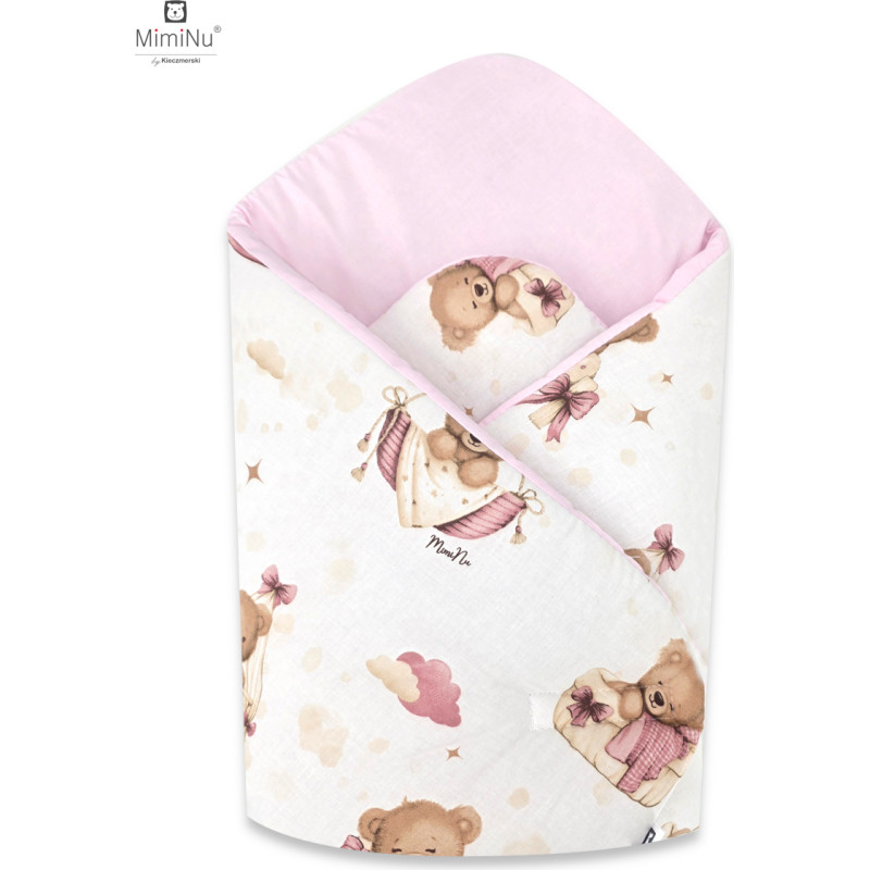 Miminu KIECZMERSKI Rożek usztywniony 75x75 cm MIMINU DESIGN Misiowe Sny r&oacute;ż bawełna 100%