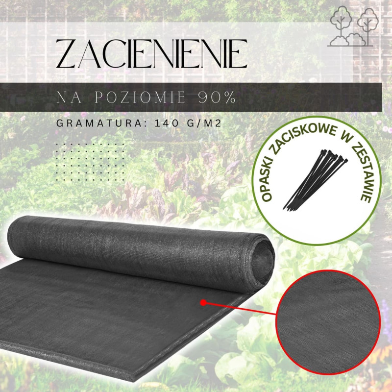 Springos Hele antratsiit varjutusvõrk 140 GSM 1,5 x 25 m, 100 kinnitusriba SN0065