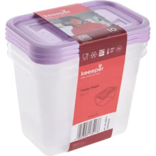 Keeeper Pārtikas trauciņu komplekts taisnstūrveida  3x1L Fredo &bdquo;Fresh&ldquo; caurspīdīgs/maigi violets