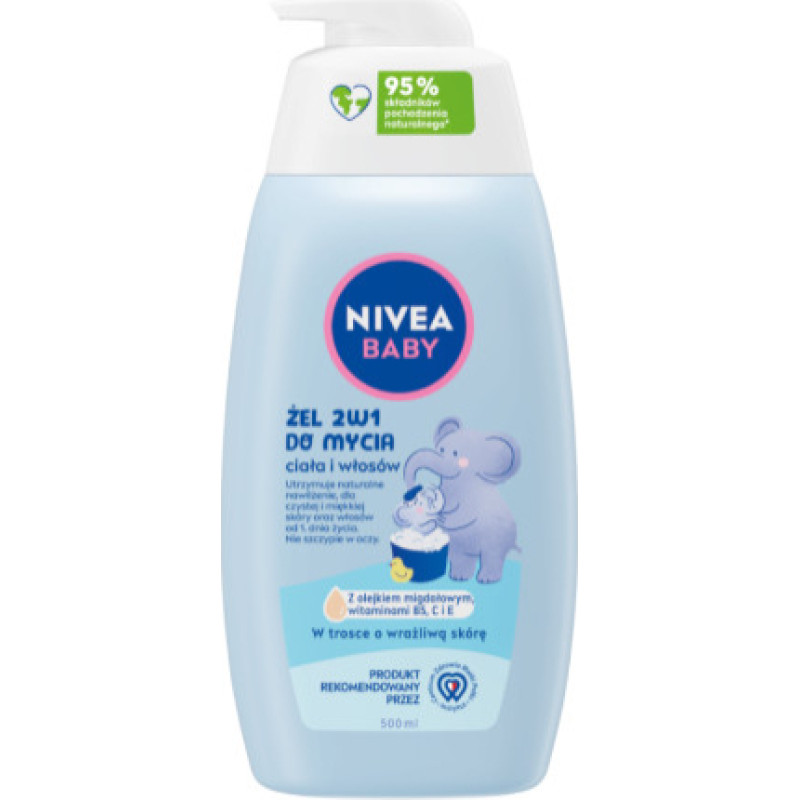 Minikid NIVEA BABY 80512 Żel 2w1 do mycia ciała i włosów z dozownikiem 500 ml