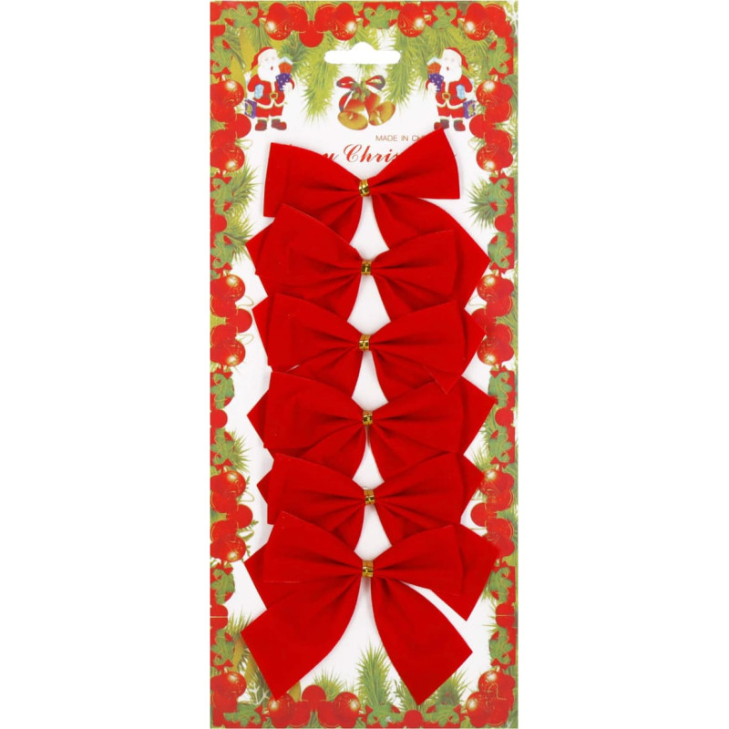 Springos Ziemassvētku bantes 9,5 x  7,5 cm 6 gab. CA1310