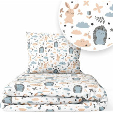 Ankras Bedding set - 6  parts - 120/90/360 - JEŻYK & ZAJĄCZKI - BLUE