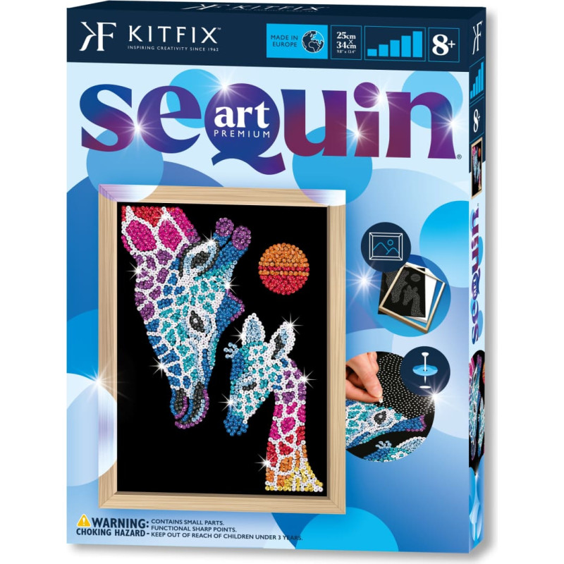 Kitfix DIY „Sequin Art“ mėlynasis rinkinys „Žirafos“