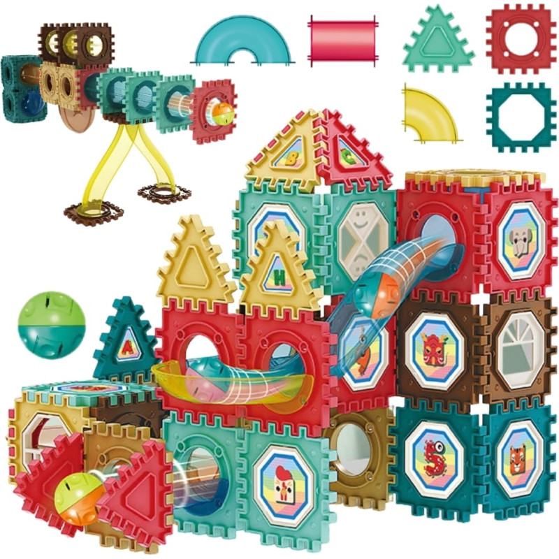 Woopie magnetilised konstruktorplokid 3D – hariv kuulirada komplekt, 68 osa