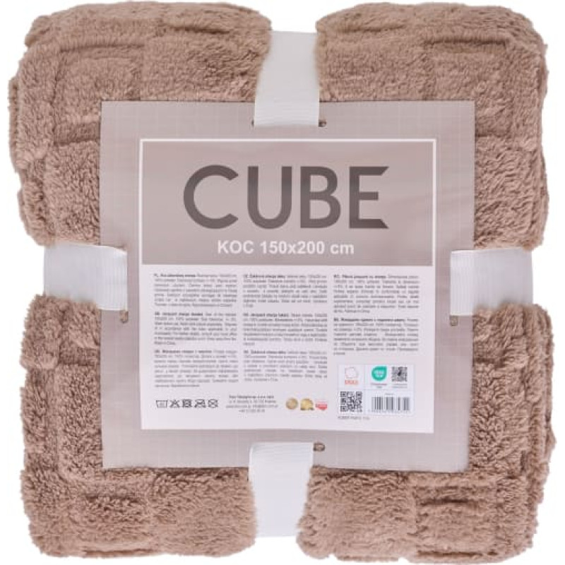 KOC CUBE 150X200 ŻAKARD SHERPA MOCCA