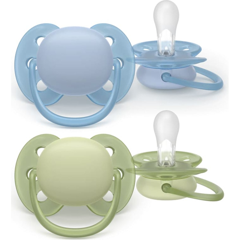Philips Avent Ultra Air silikoonlutid 0–6 kuud, sinine/oliivroheline, 2 tk SCF091/37