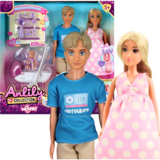 Woopie ROYAL Zestaw Lalek Rodzina Lily w Ciąży Tata Niemowlak W&oacute;zek Akcesoria