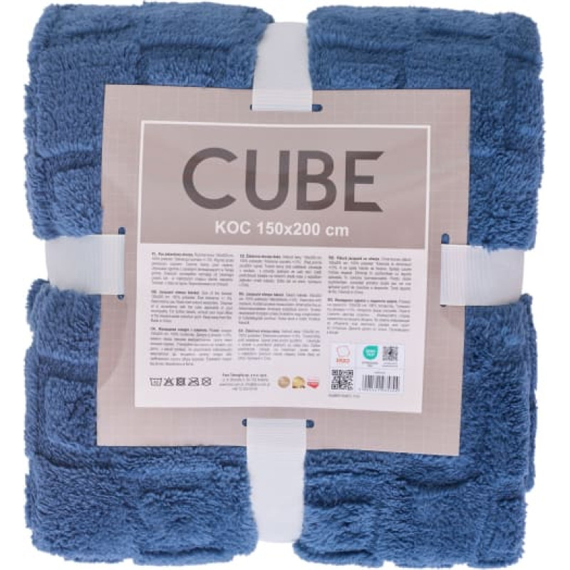 KOC CUBE 150X200 ŻAKARD SHERPA NIEBIESKI