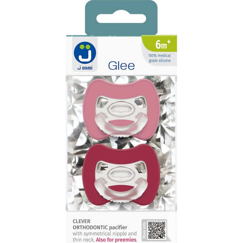 2-pack. Smart pacifiers Glee 6m+ old rose-red