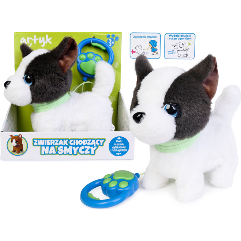 Artyk 185595 Piesek chodzący na smyczy biało-czarny