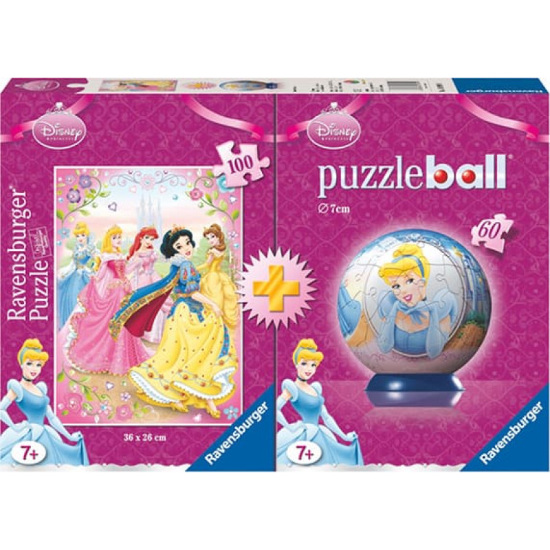 Ravensburger Set: Puzzle 100 pcs + Round 60 pcs Disney Princesses