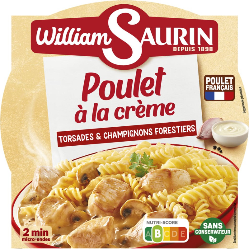 William Saurin Chicken in cream sauce with pasta and mushrooms, in a tray, 280 g
