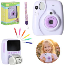 Digitālais instant fotoaparāts 16x 128GB kasetnes marķieri purpursarkans