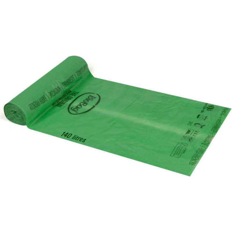 Biobag Atkritumu maisi kompostējami BioBag 120/140L (16 gab. rullī) 17mkr. 87x150cm zaļi