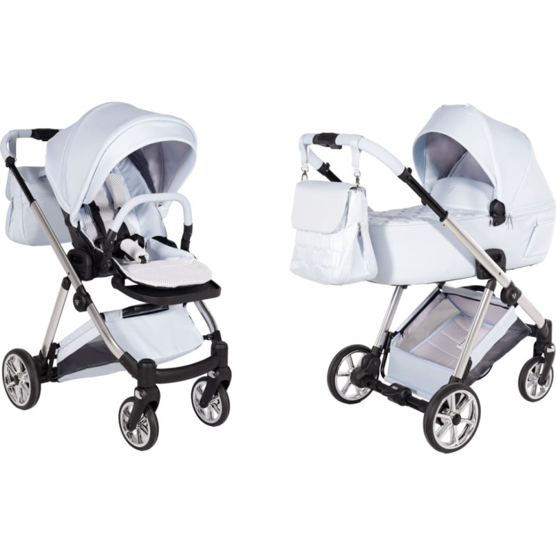 Junama universaalne 2-in-1 jalutuskäru Ellegante 09 hele sinises värvitoonis (Light Blue) – elektropoleeritud raam