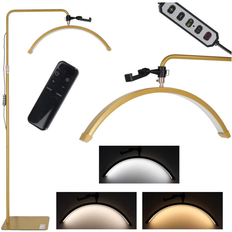 Adjustable 36W LED lamp for eyelash extensions, cosmetic, shadowless, arched, gold