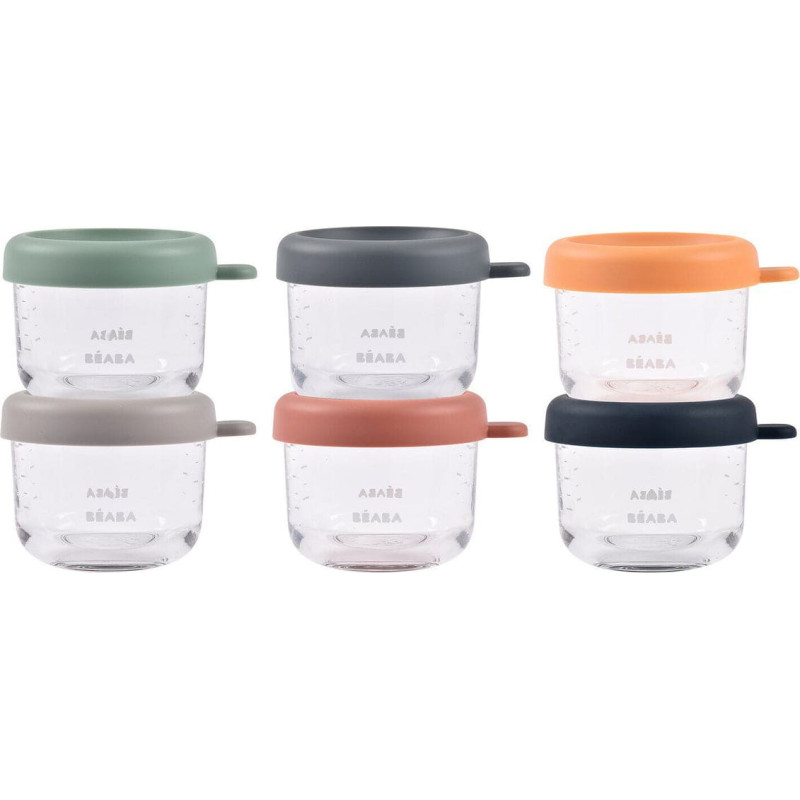 Beaba / Red Castle B&eacute;aba stikla trauciņi 150 ml (komplekts no 6) Sunrise Colormix